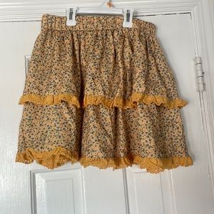 SHEIN Yellow and Blue Flowered Skirt